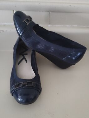 Anne Klein Sport AK7TRYSTAN Women's Blue Wedge Heels Shoes Size 7.5